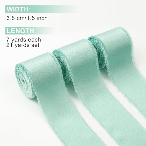 Vista 92 de Burgundy Dark Red Silk Ribbon 1-1/2 Inch x 21Yds Handmade Fringe Silky Chiffon Frayed Fabric Ribbon for Gift Wrapping, Flower Bouquet, Wedding