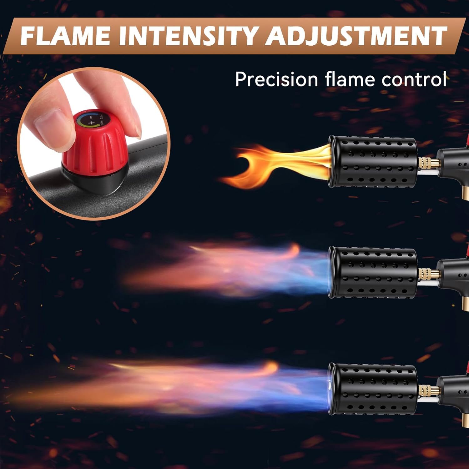 ARTFLAMM Powerful Propane Torch with Safety Lock, Cooking Blow Torch Gun with Adjustable Flame & Cooling vents Design, Kitchen Food Torch for Grill, Sous Vide, Charcoal Lighter (Tank Not Included)