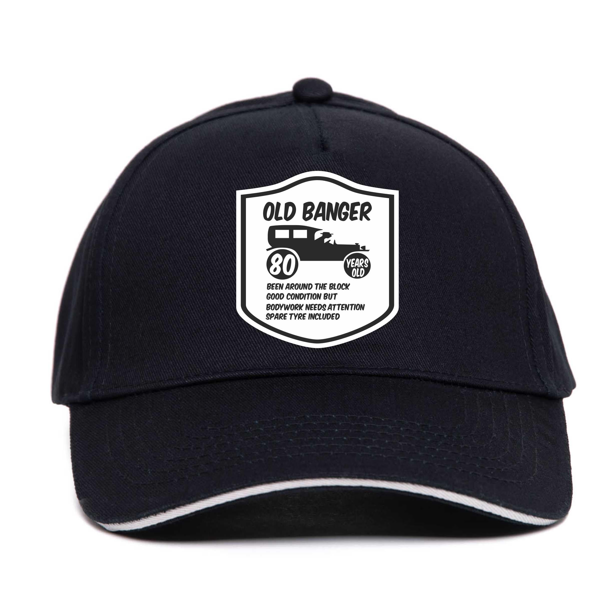 Print4U Old Banger 80 Baseball Cap 80th Birthday Gift 80 Year Old Funny Unisex Black