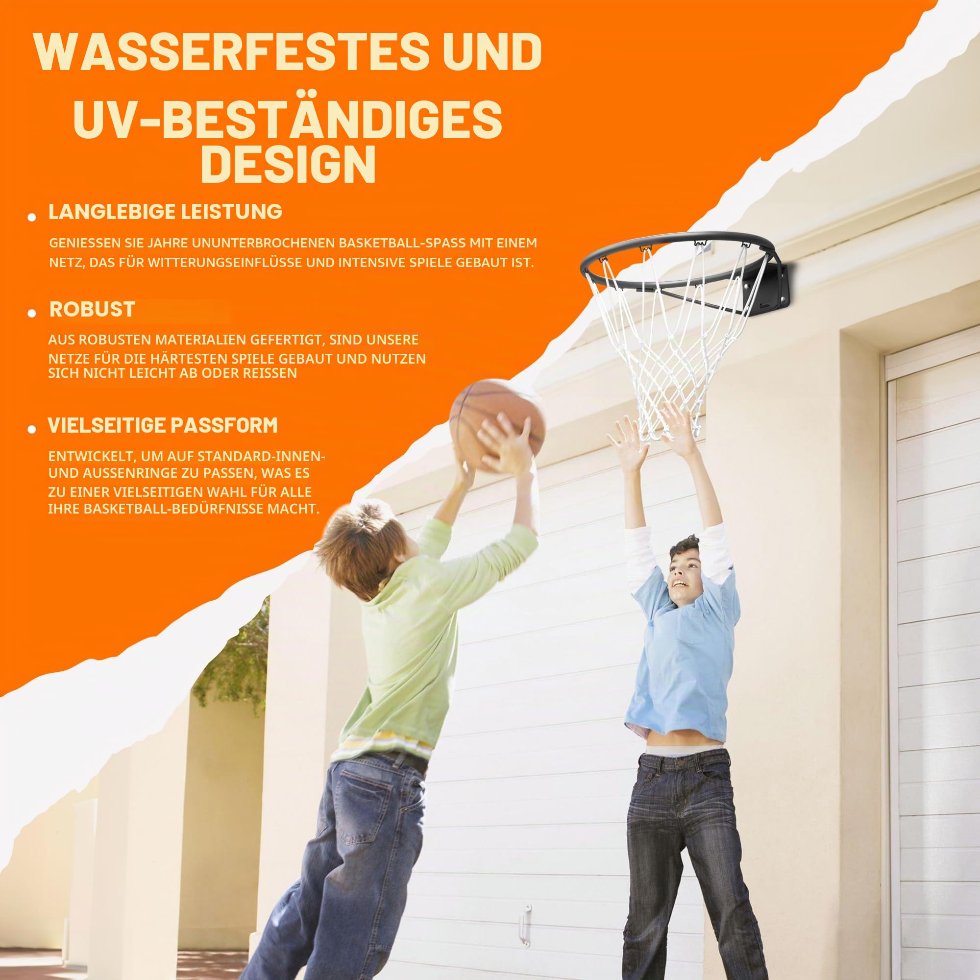 Bee Ball Basketballkorb, Offizielle Größe (45 cm), Basketballring, Netz und Wandhalterung