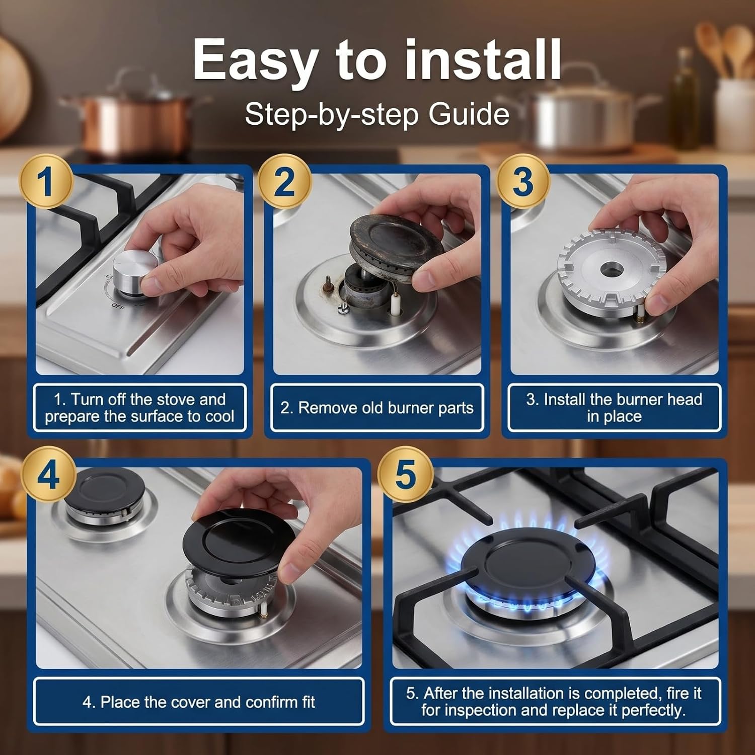 Gas Stove Burner Caps Set Replacement for Most Gas Burners