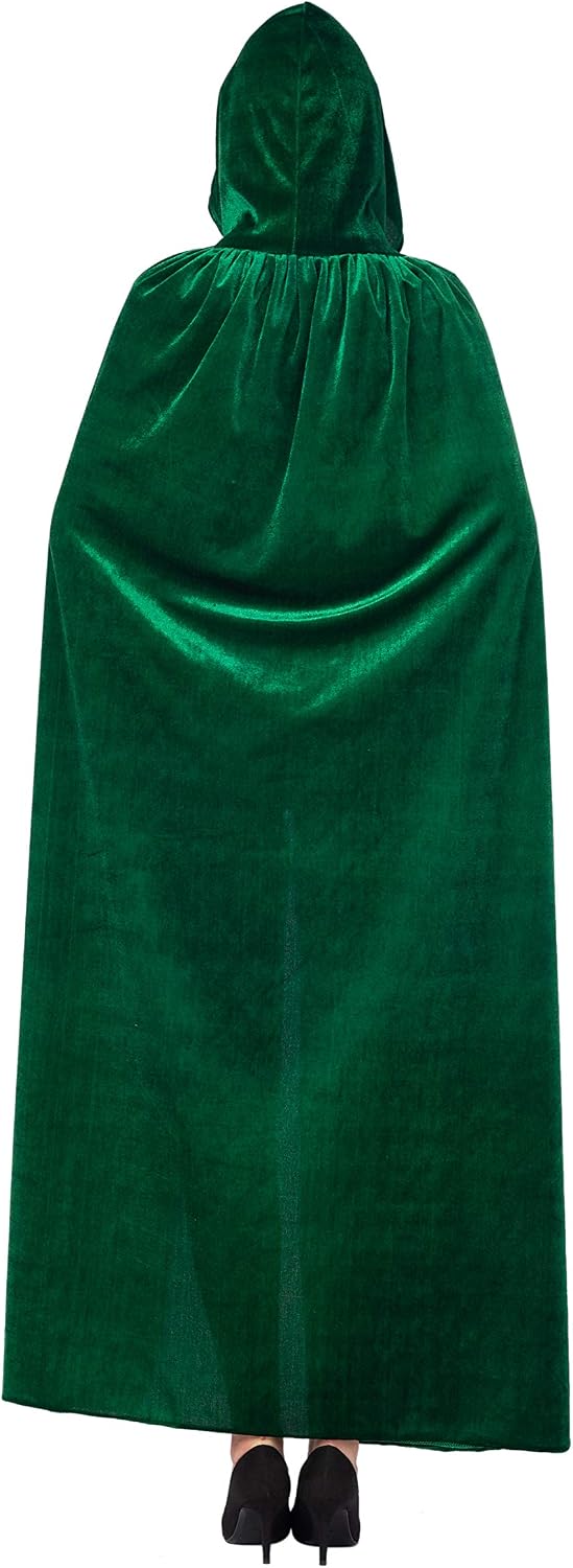 Spooktacular Creations Halloween Women Hooded Cloak, Long Hooded Black Cape Adult, Velvet Cloak Women for Halloween Party