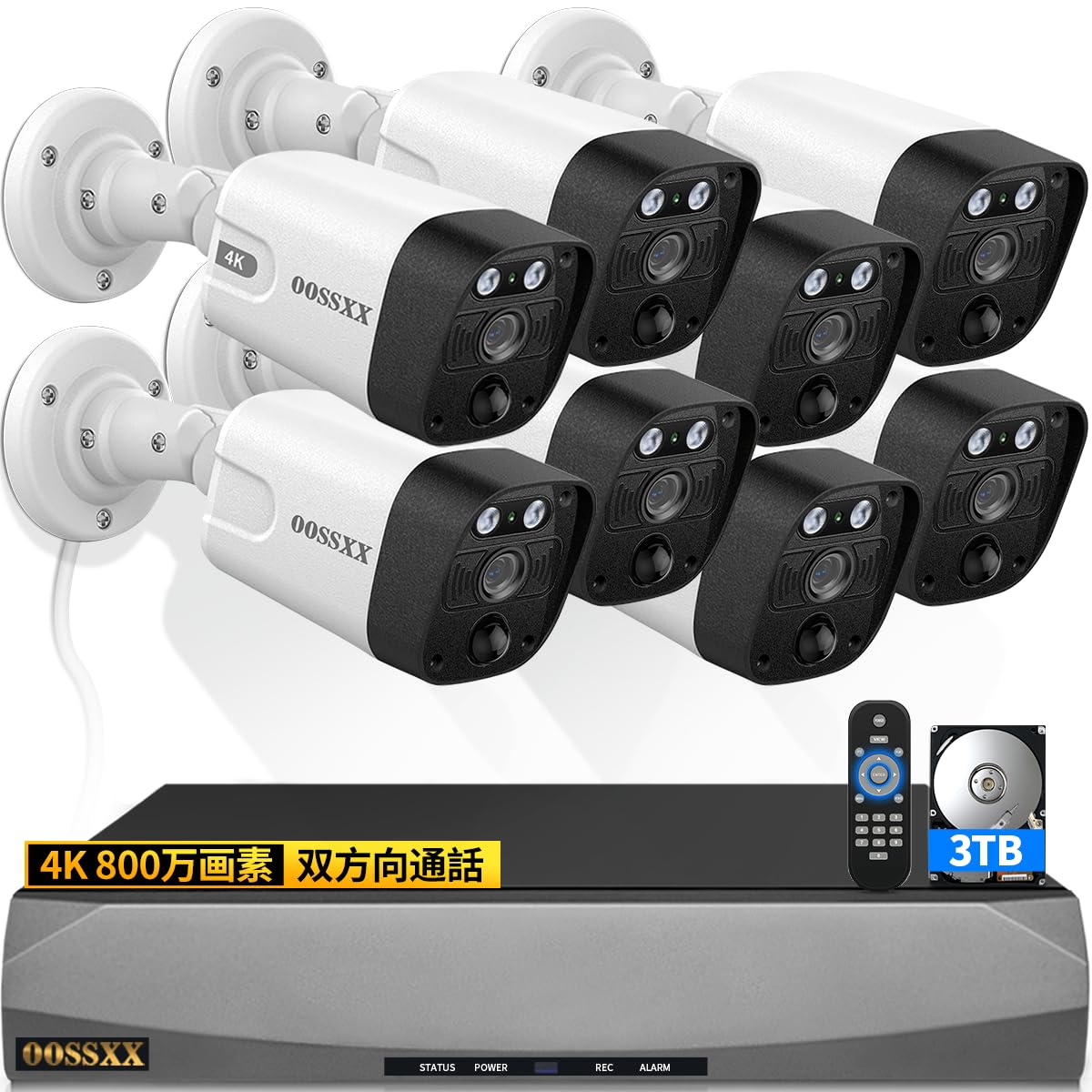 Amazon.co.jp: 【800万画素・双方向通話・130°超広角】 OOSSXX 防犯