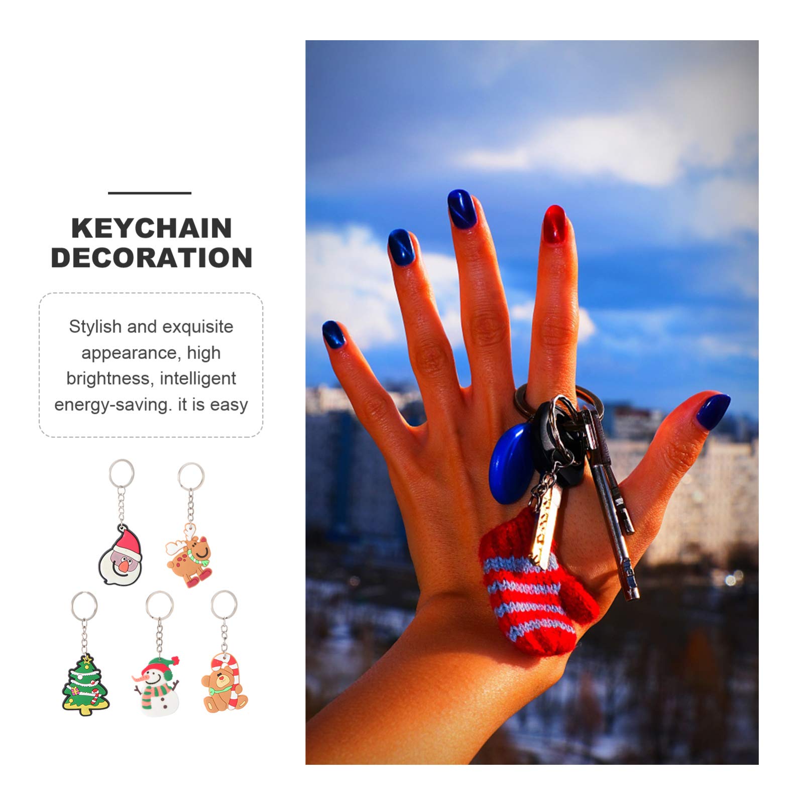 ULTNICE 50 Stks Kerst Sleutelhangers Kerst Sleutelhangers Kerstman Sneeuwpop Rendier Sleutelhanger Voor Kerstcadeaus Auto Portemonnees Handtas Decor