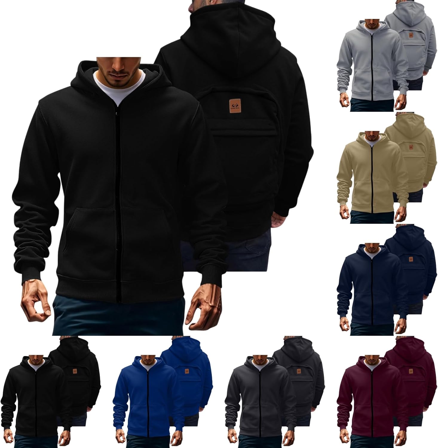 Mens Creative Travel Hoodie with Backpack 3D Creative Travel Hoodie Zip up Hooded Sweatshirt Valentines Day Hoodies