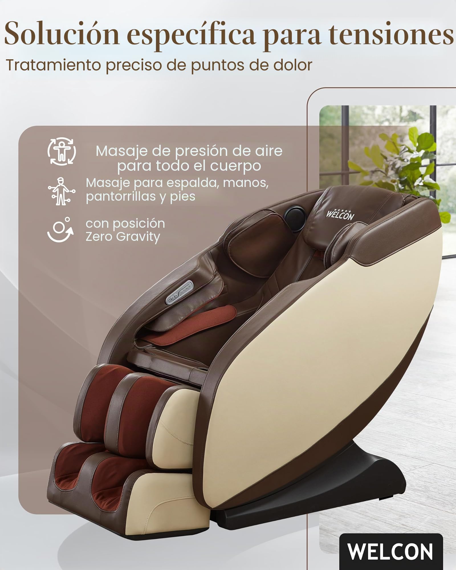 WELCON sillón de Masaje de Lujo | sillón de Masaje shiatsu marrón/Beige Prestige II