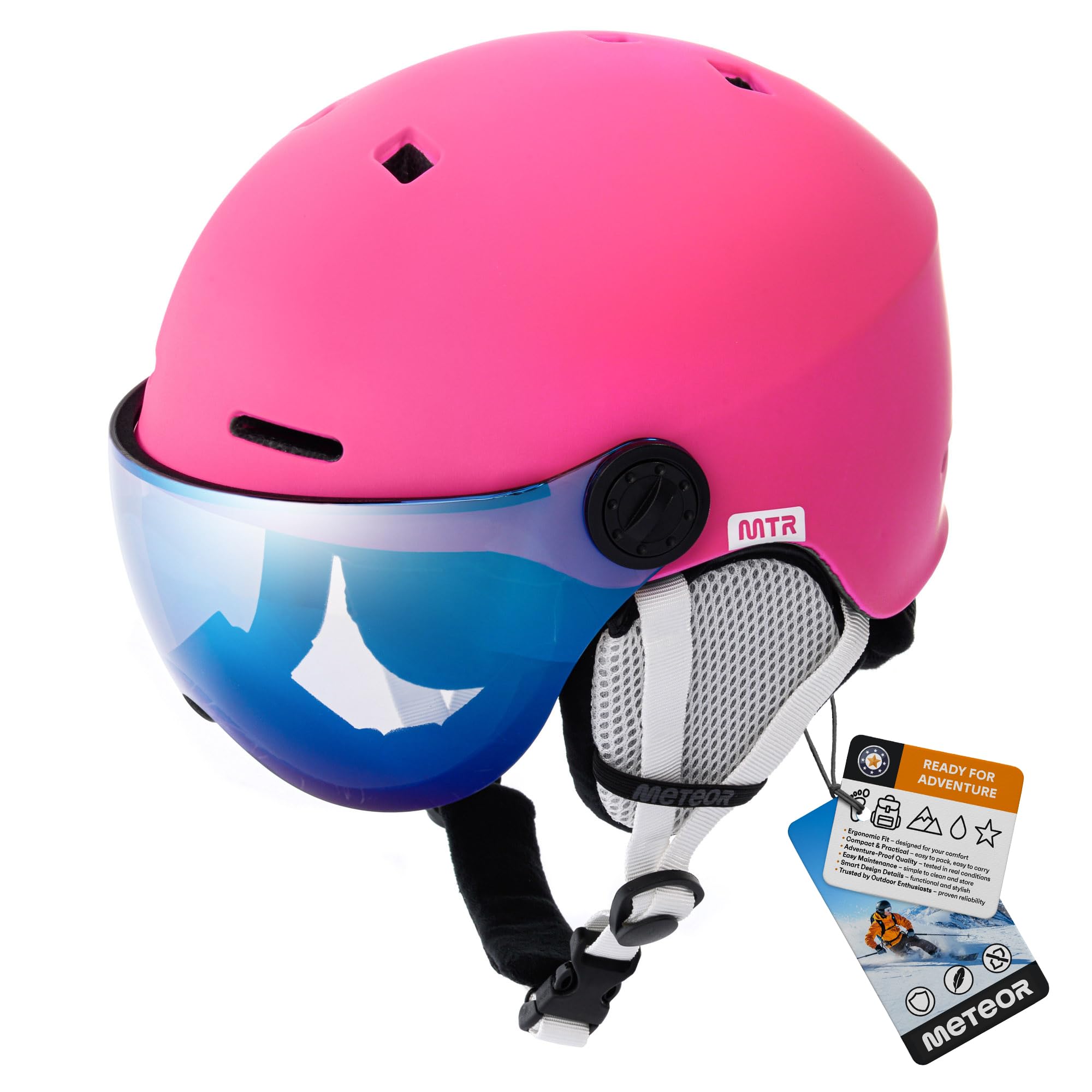 Ski Helmet for Men Women Boy Girl Kid Children Skiing Snowboard Certified Safety Professional Snow Sports Earmuff Winter Warm (L (58-61cm), Pink)