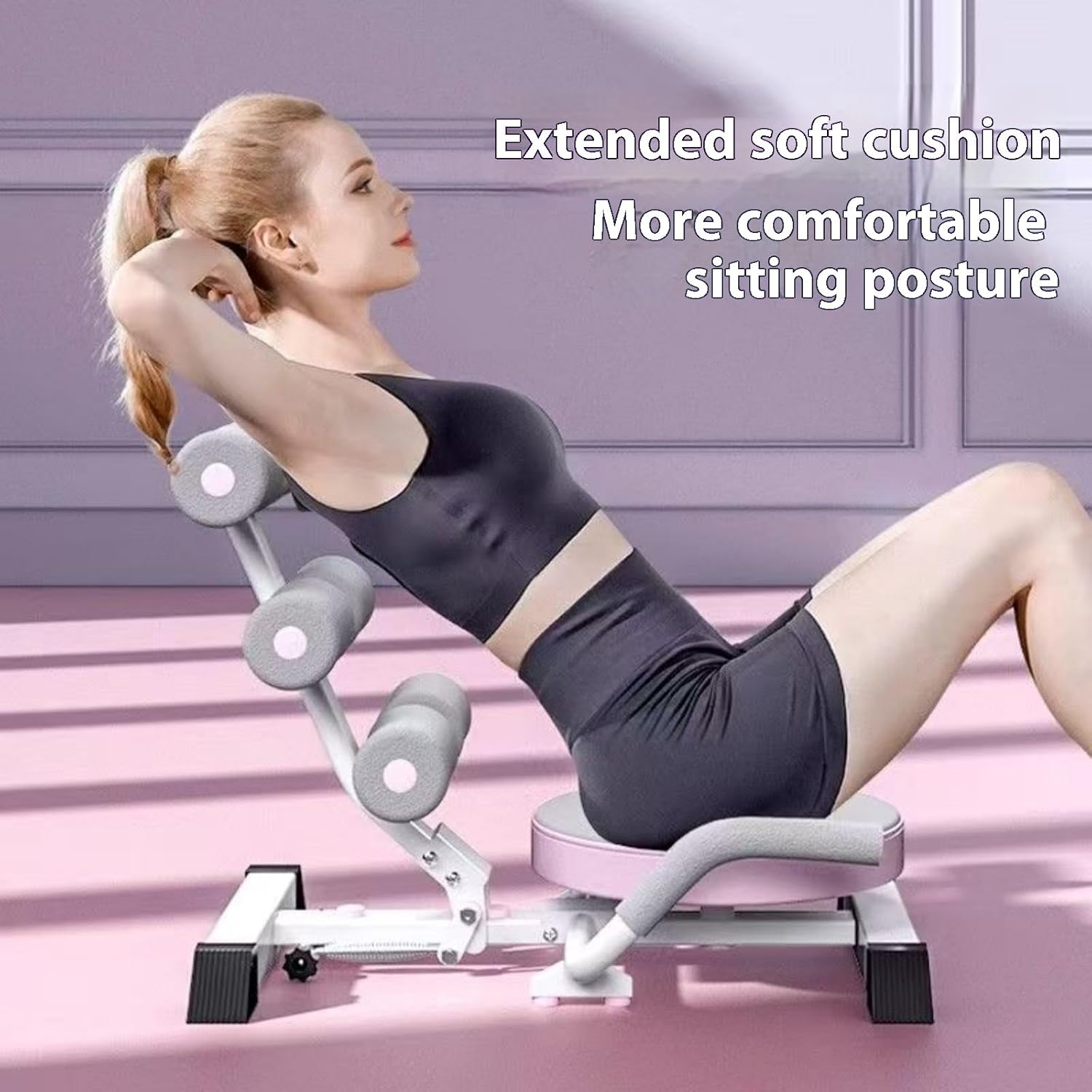 Multi Functional Abdominal Exercise Machine, Equipped with Thickened Springs, Used for Full Body Exercise, Reducing Abdominal Fat, Foldable, Male and Female Silent Home Fitness Equipment (pink-1)