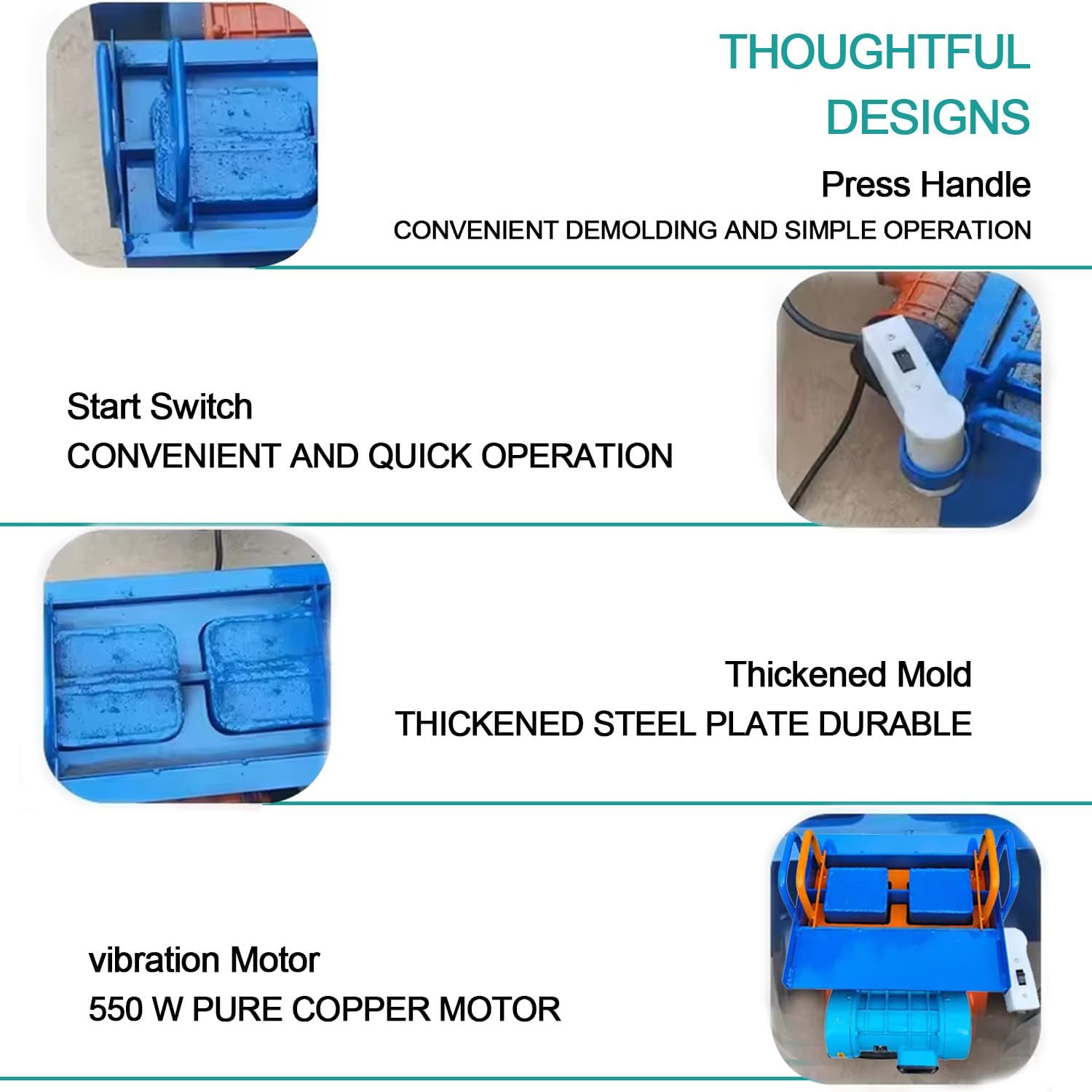 Concrete Block Making Machine Hand Mini Size Electrical Vibration Motor Driven Block Pressing Machine Manual Brick Making Machine, 45s Fast Forming