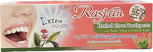 Nuevo Pasta de dientes con clavo de hierbas Isme Rasyan Extra White con Aloe Vera y Hoja de Guayaba (3.53 oz.)