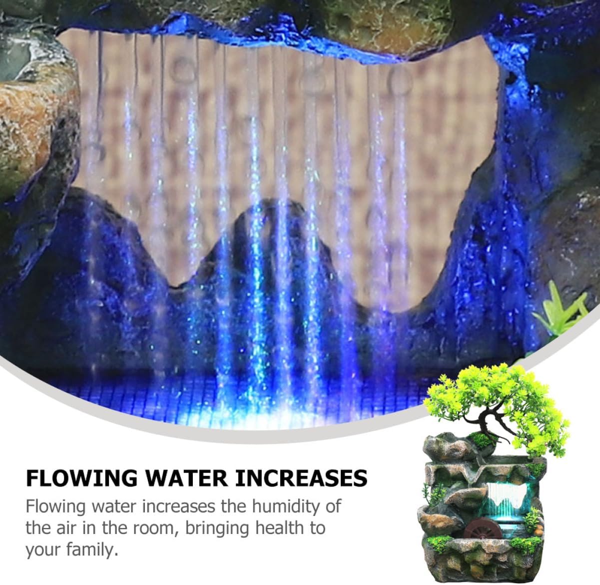 Decorative Tabletop Fountain Waterfall Small Indoor Water Feature Zen Decor for Home and Office