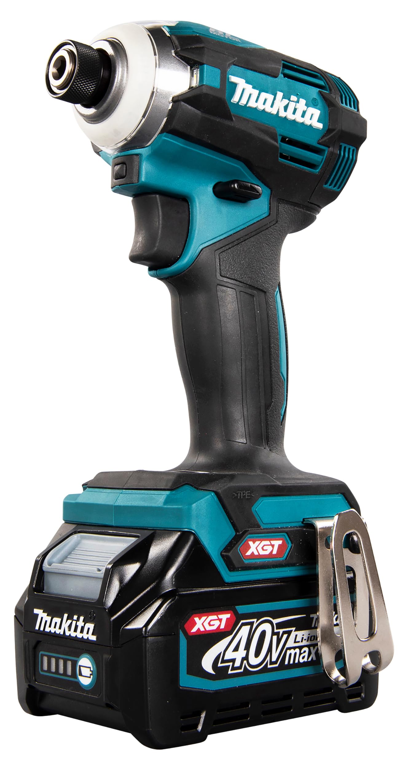 Makita TD001GD201 - Avvitatore a percussione a batteria, 40 V, max. 2,5 Ah, 2 batterie + caricatore in petrolio MAKPAC
