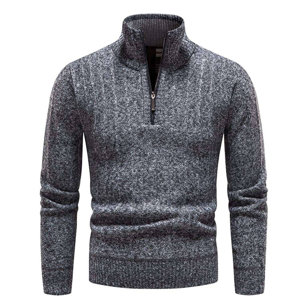 Vogrtcc Męskie polarowe swetry zimowe ciepłe dzianinowe sweter sweter moda półzamek stójka na co dzień dzianinowy sweter