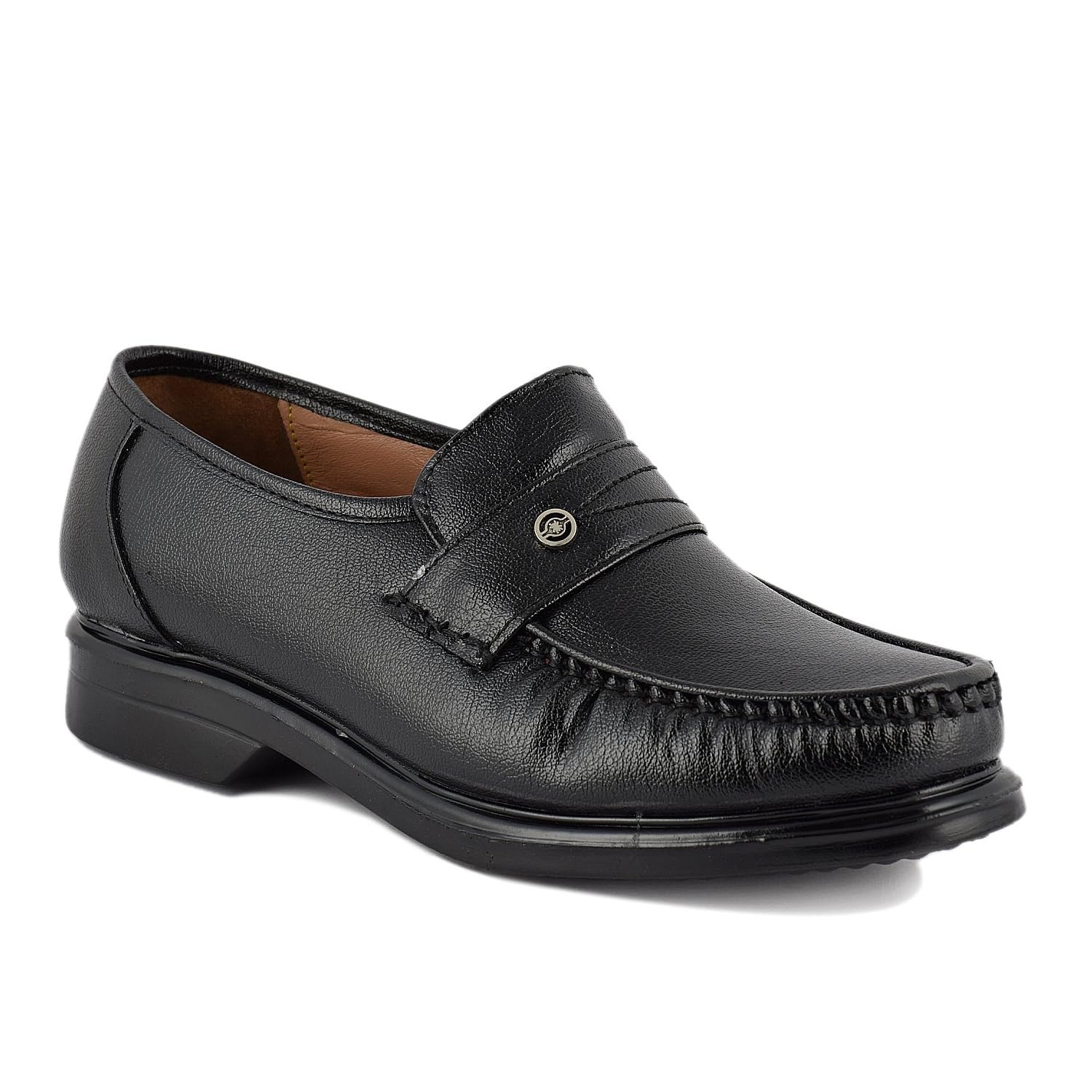Men's Black Leather Loafers Slip-On Formal Dress Shoes – Comfortable Office, Business & Casual Moc Toe Shoes-image-11