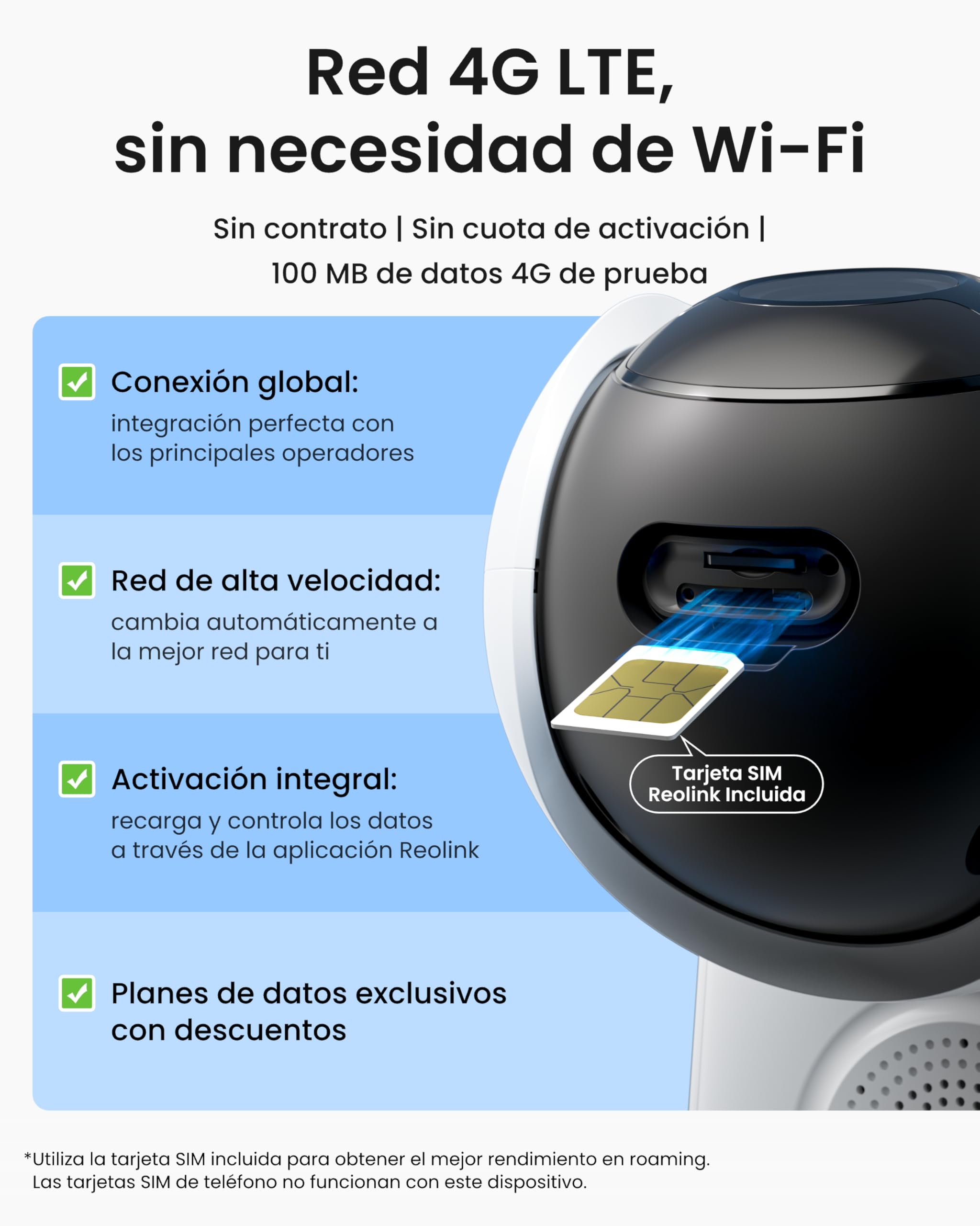 Reolink 4G 4MP Camara Solar Auto-Seguimiento, Batería Recargable 20,000 mAh | 360° PT, Pre-grabación de 10s, Visión Nocturna a Color con Súper Gran Apertura F1.0, Altas Go PT con Panel Solar de 12W