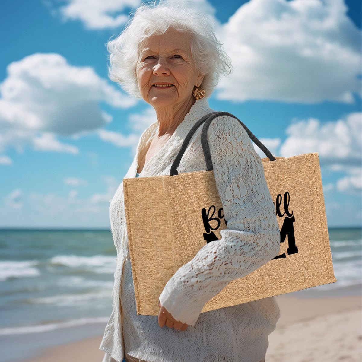 Funny Wine Lovers Boss Lady Teacher Pregnancy Baseball Mom Gifts Burlap Tote Bag for Women Lady - Image 5