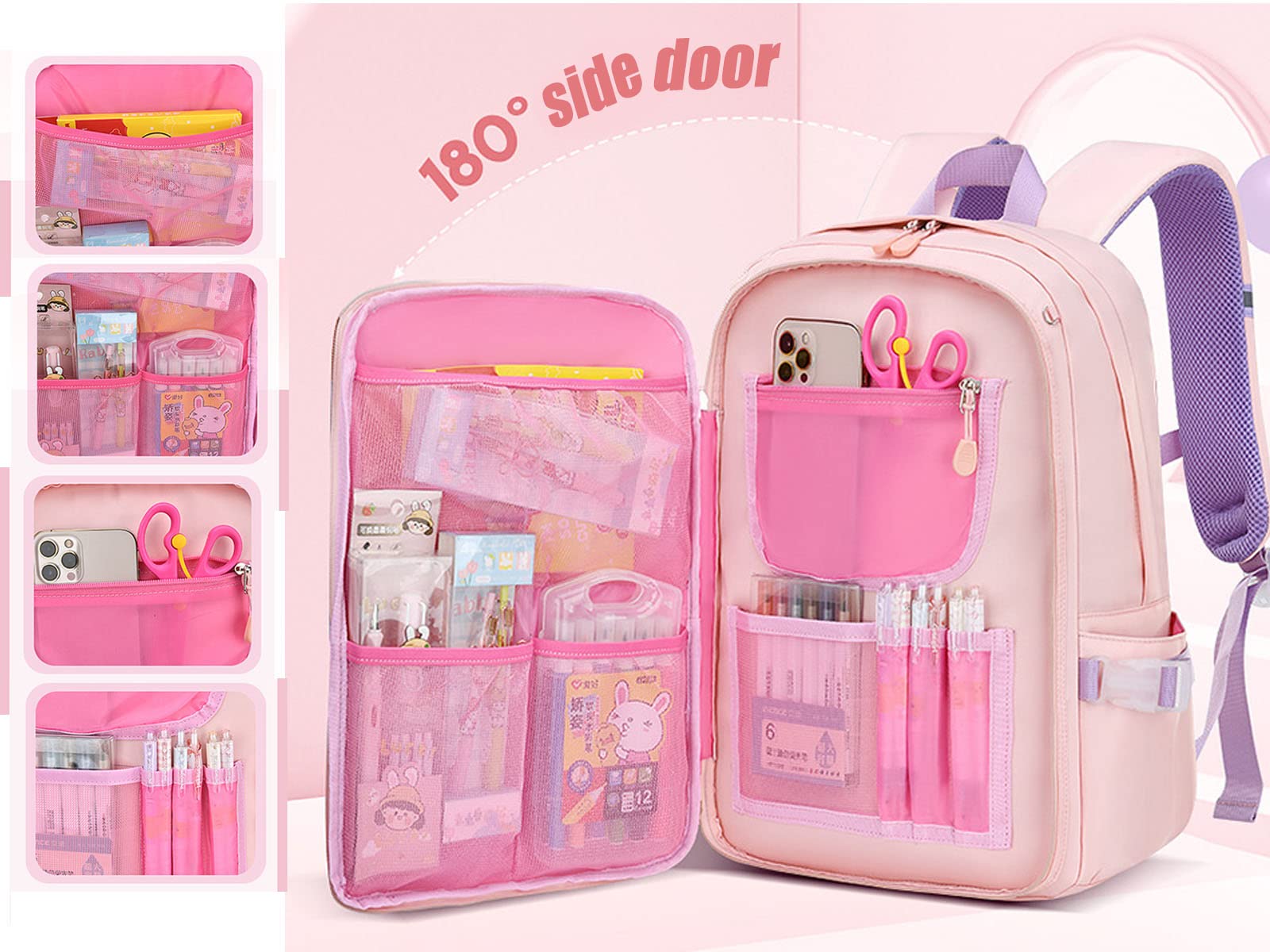 LELEBEAR Kawaii Backpack, Cute Bookbags With Kawaii Pin And Accessories (bunny backpack-Blue)