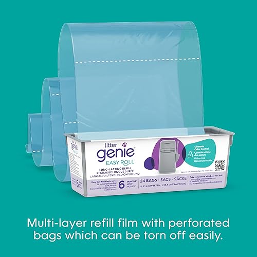 Vista 7 de Litter Genie Easy Roll Pail Sistema de eliminación de residuos de caja de arena para gatos para control de olores Incluye 1 rollo de 24 bolsas