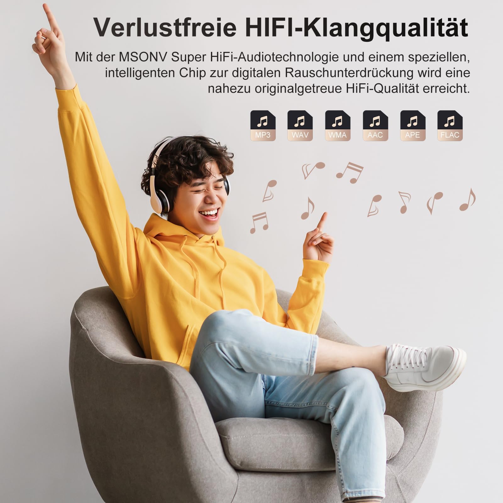 MECHEN 128GB MP3 Player mit Bluetooth 5.3, Dual Audio, 2,4 Zoll Touchscreen, Suchfunktion Verfügbar, Scrollrad, Video, FM Radio, Recorder