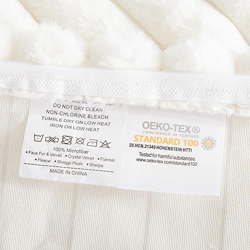 Miniatura 8 de Nayoroom Funda de edredón de piel sintética esponjosa, tamaño Queen, franela de terciopelo a rayas blancas, funda de edredón reversible de 3 piezas,