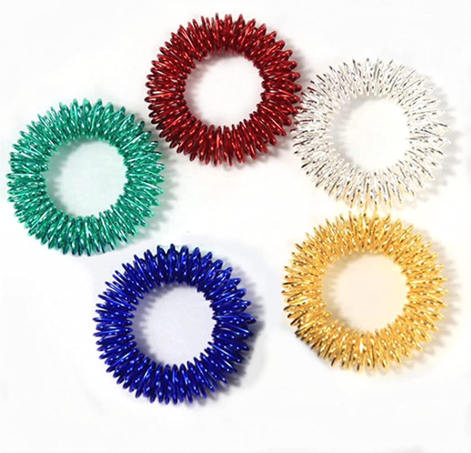 7Pcs Multicolor Finger Massage Rings Prickly Sensory Acupressure Ring, Color Professional Processed，Manual Massage Balls，Exercise One's Fingers Health Care Products Health and Household,Massage Tools view 7