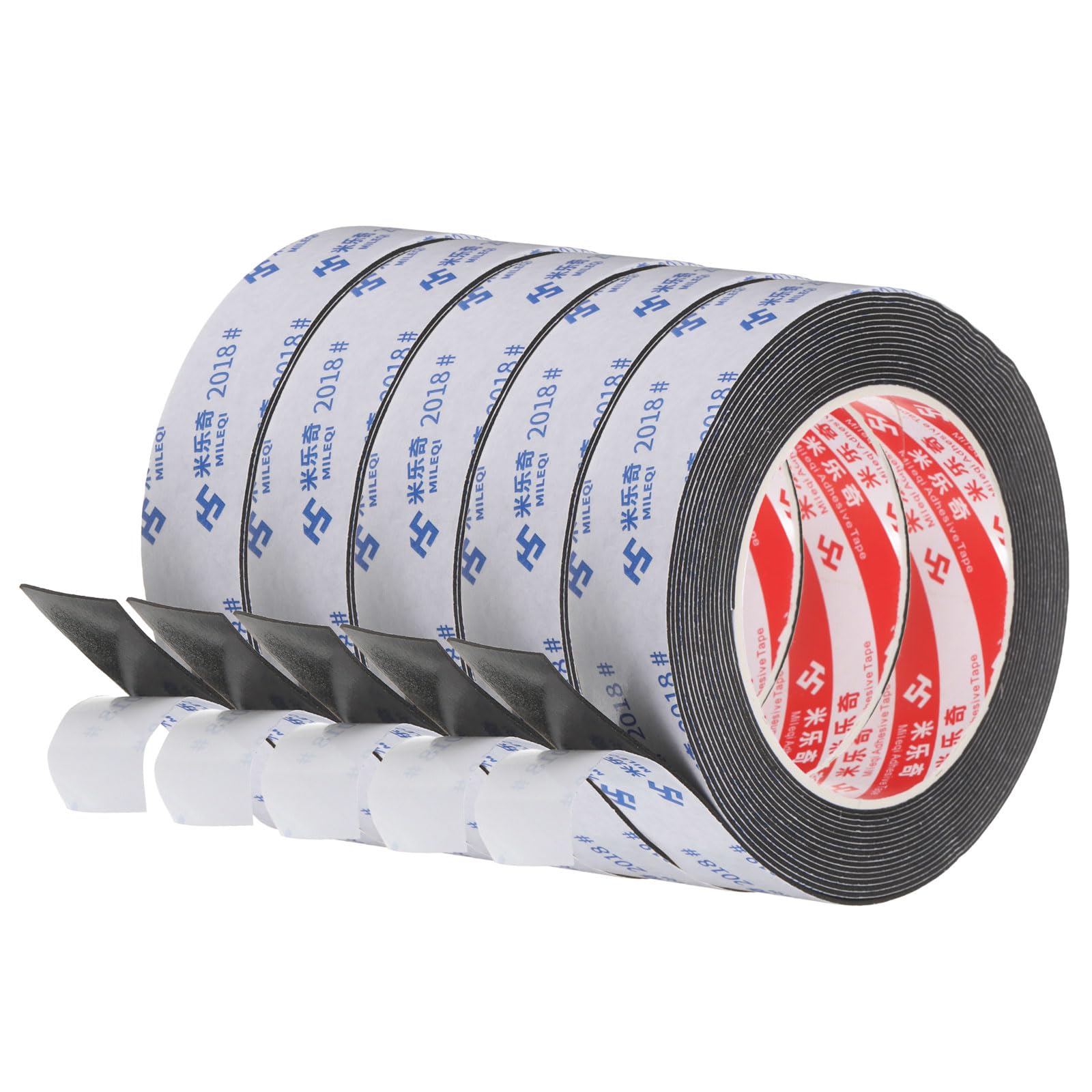 PATIKIL 5Roll Sponge Rubber Foam Tape, 2.5cm W x 2mm x 5 Meters Self-Adhesive Foam Insulation Tape Weather Stripping for Window Door Soundproofing Weatherstrip AC Seal Strip, Black