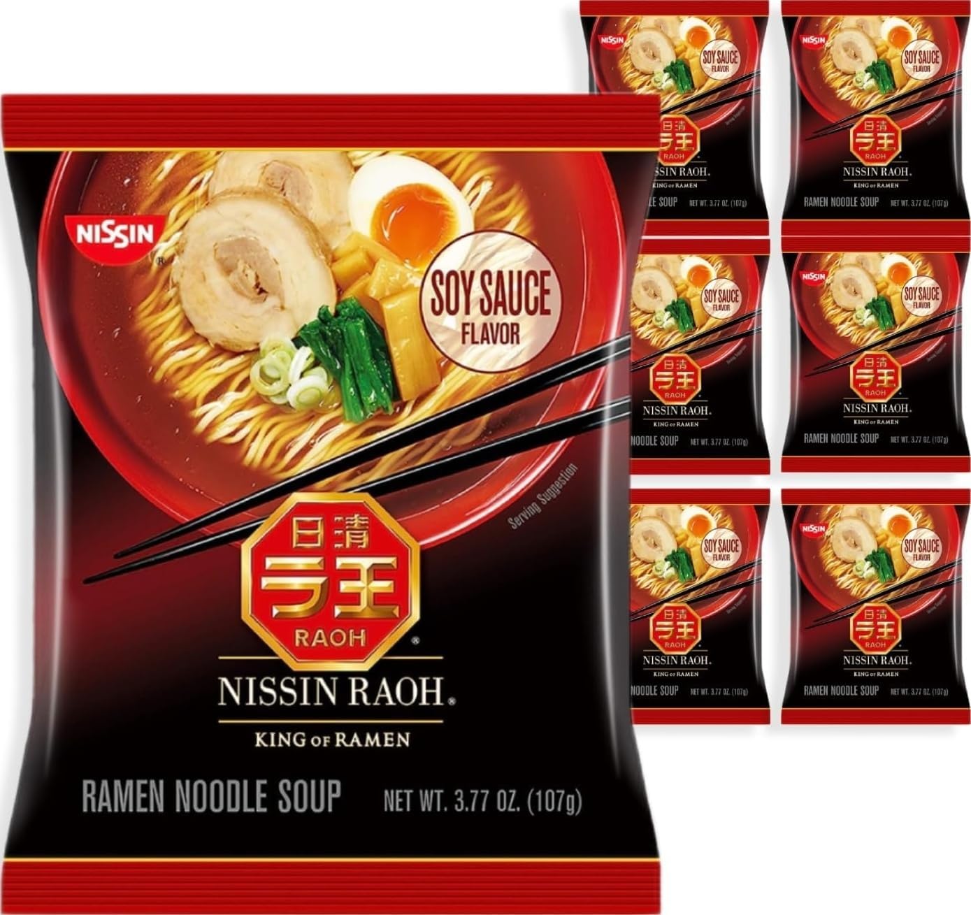 RAOH Ramen Noodle Soup, Soy Sauce, 3.77 Ounce (Pack of 6)