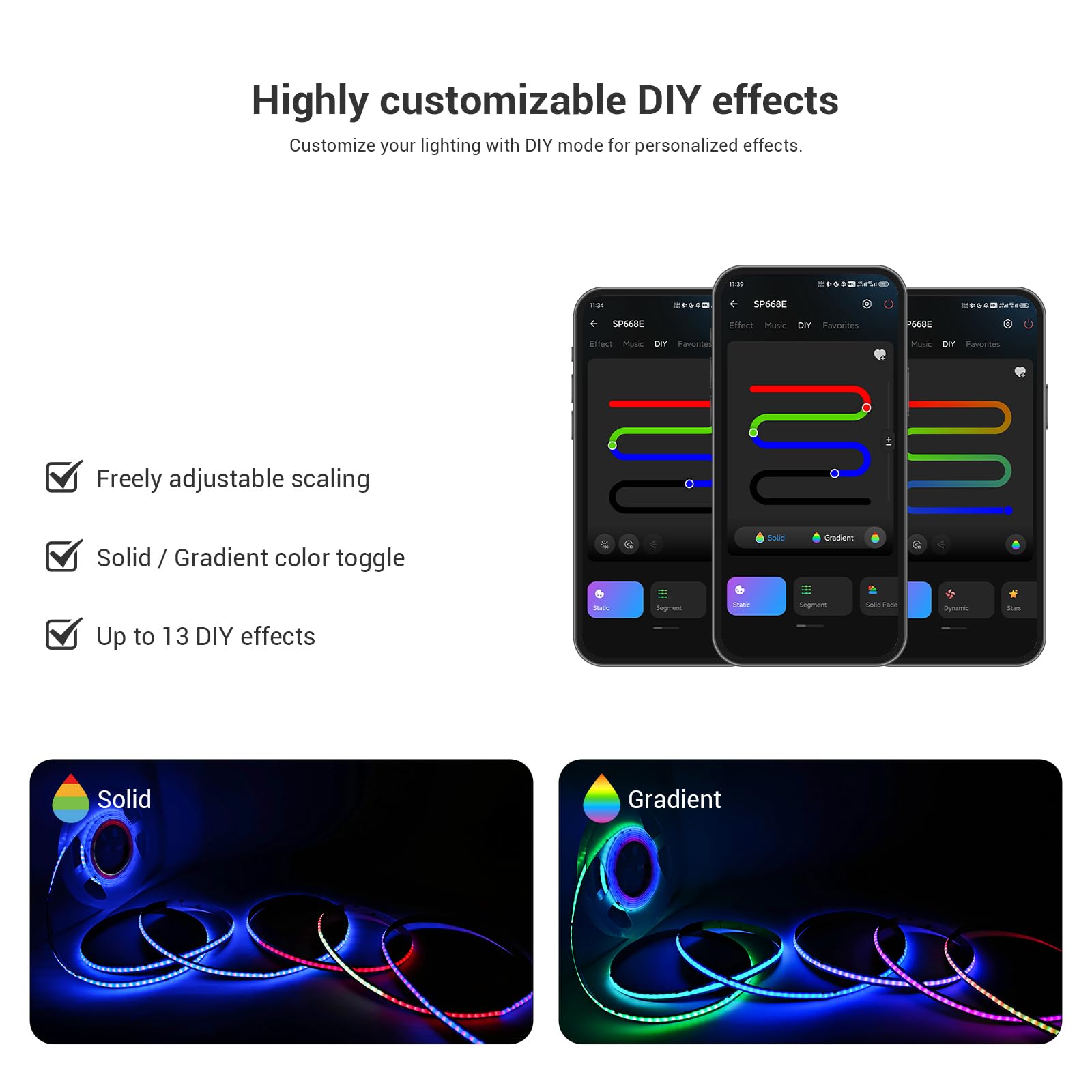 Addressable LED Strip Light Kit COB RGB SPI 5m 24V WS2811 IC alle 10cm steuerbar App Bluetooth + RF Fernbedienung hohe Helligkeit CRI90 schmaler 8mm LED Streifen für Innenbeleuchtung TV Küche Möbel