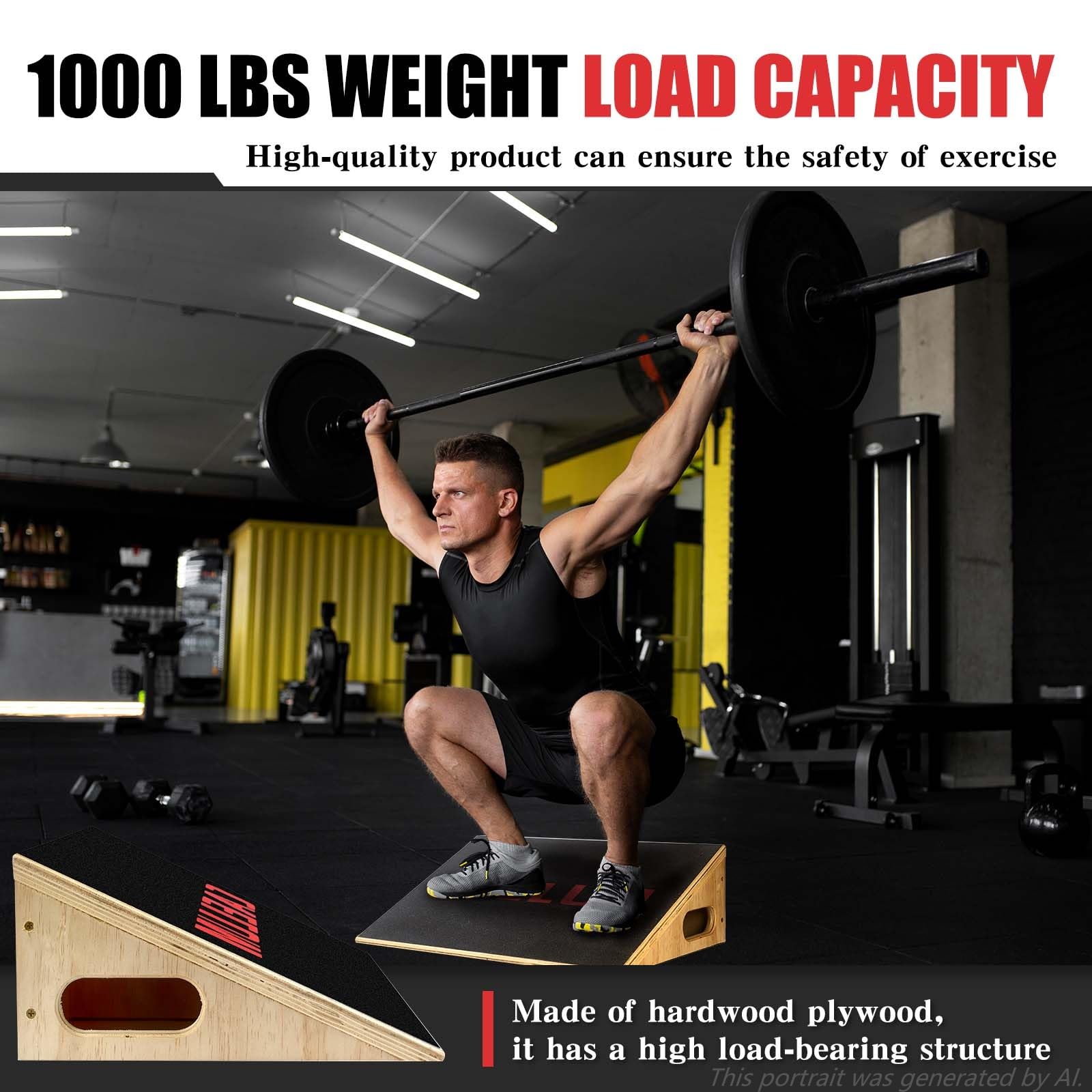CAELUM Tabla inclinada de cuña para sentadillas, tabla inclinada de entrenamiento para sentadillas, estiramiento de pantorrillas, entrenamiento de rodilla sobre los dedos, bloque de cuña elevado de