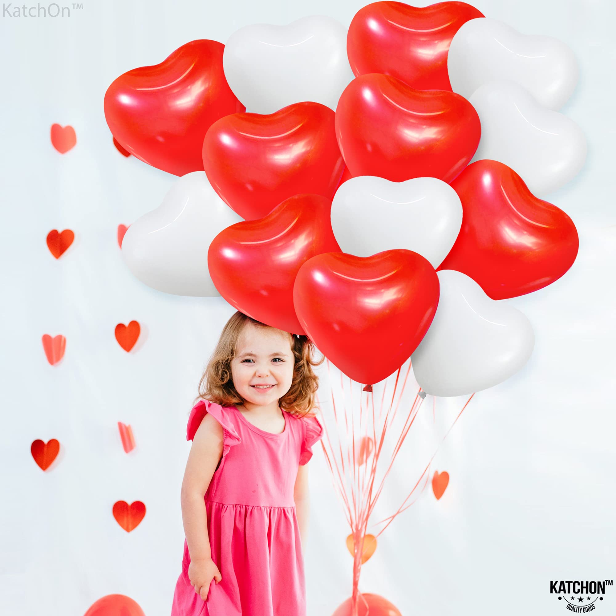 Amazon.com: KatchOn Red and White Heart Balloons, Pack of 30