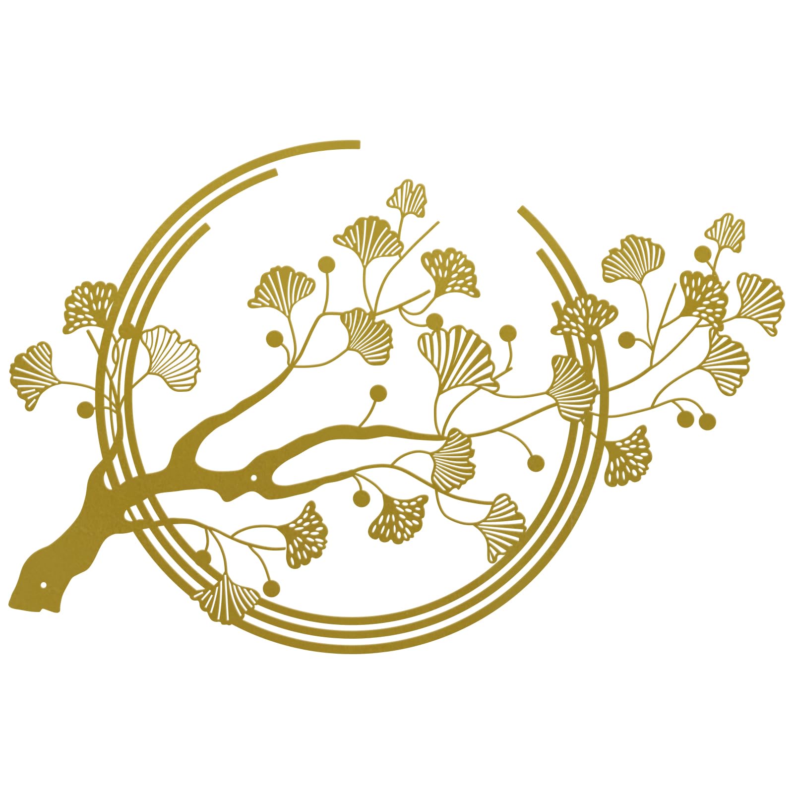 Décoration murale en métal avec grandes feuilles de ginkgo - Convient pour le salon, la chambre, le bureau, le bureau (doré)