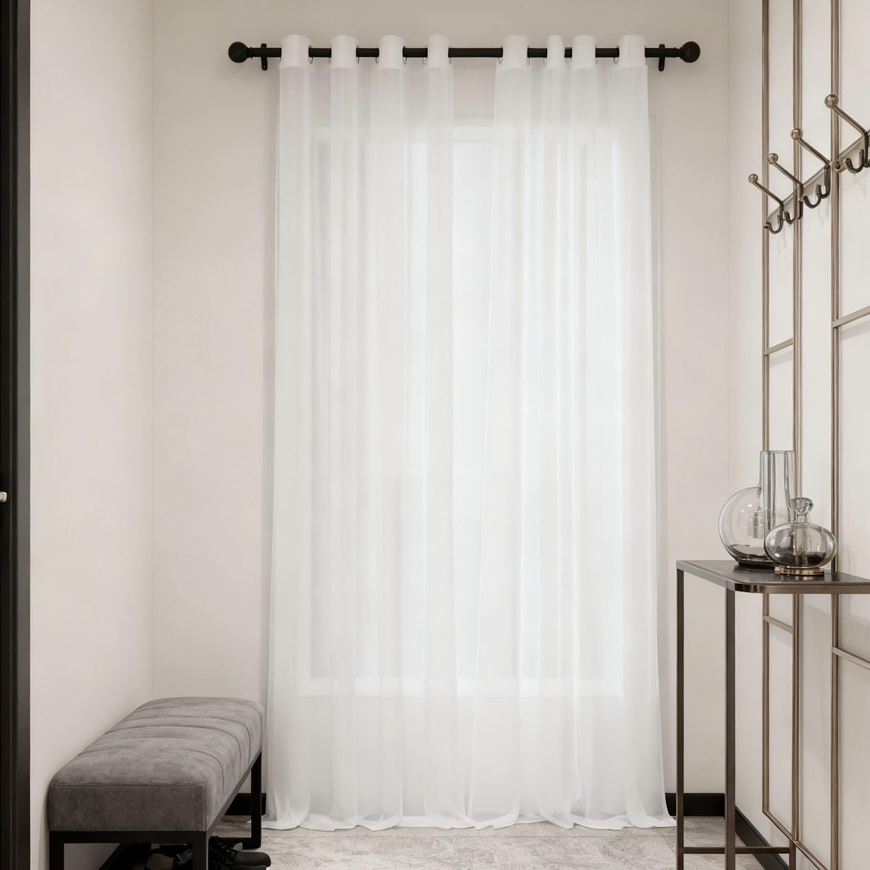 Voilages luxueux doux et lisse blanc rideau haut de gamme 155x215