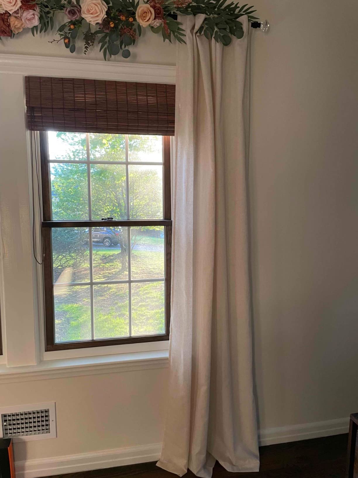 7/mo Finance White Linen Curtains 84 inches Long for Bedroom Back Tab Light Filtering Privacy