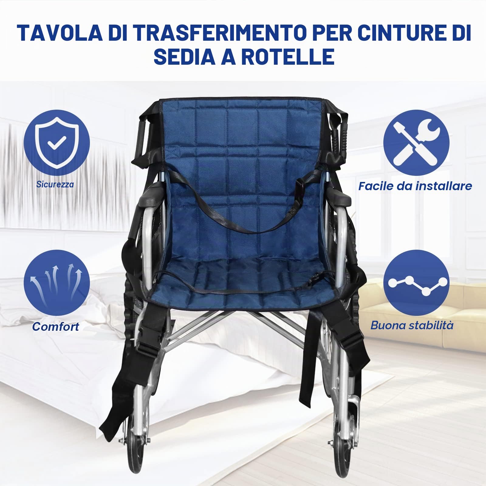 LOSCHEN Transfer - Tracolla per il trasferimento di tutto il corpo, imbottitura per il sollevamento dei pazienti, per anziani, trasferimento di mobilità, cintura di sicurezza (blu scuro)