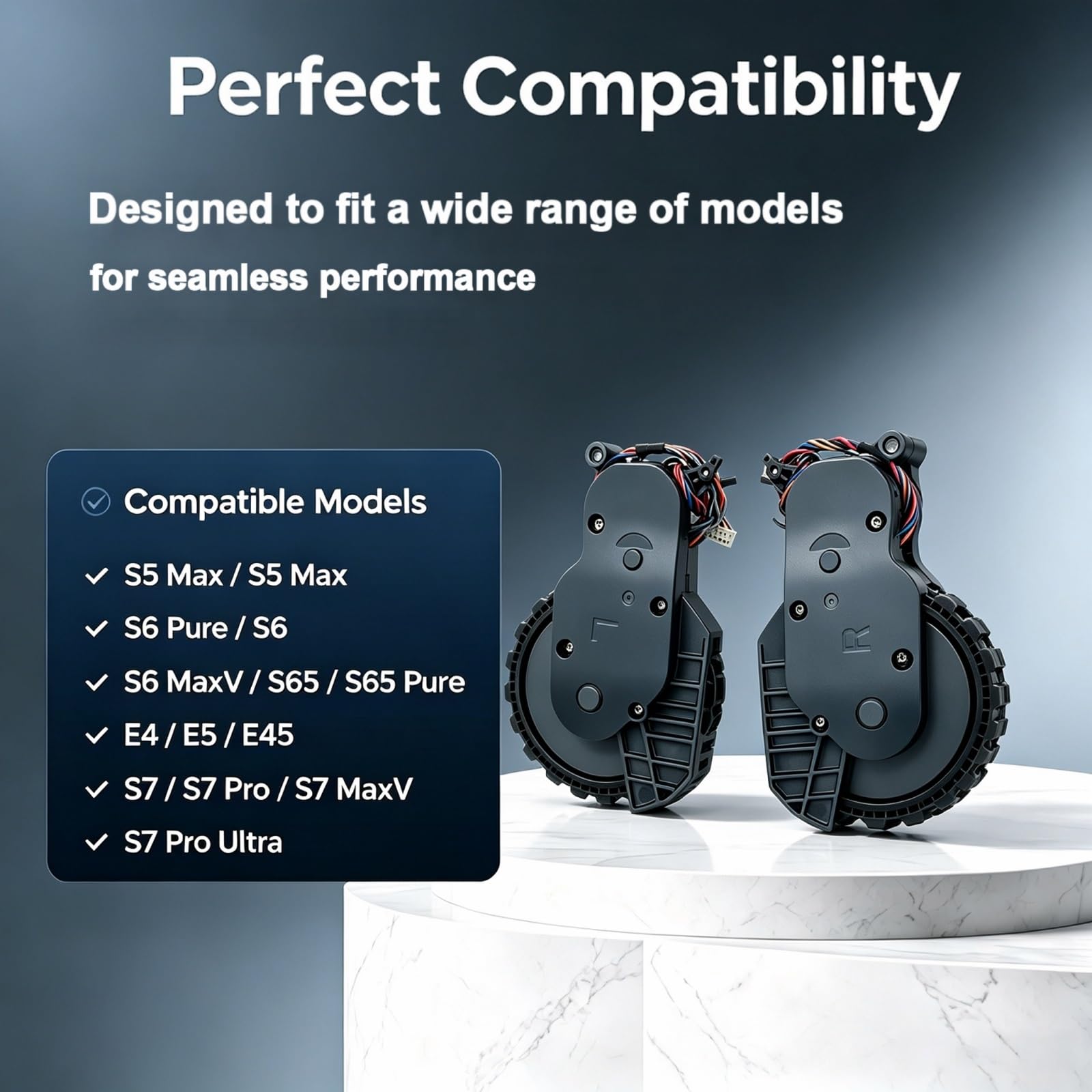 Roues Motrices Compatibles Avec Roborock S7 S5Max S6Pure S55 S65Pure E45 | Roues Motrices Aspirateur Robot for S55 Max/S65 MaxV/S45 Max/S75/S7 Pro/S7 Pro Ultra Restaure Navigation Fluide(R and L)