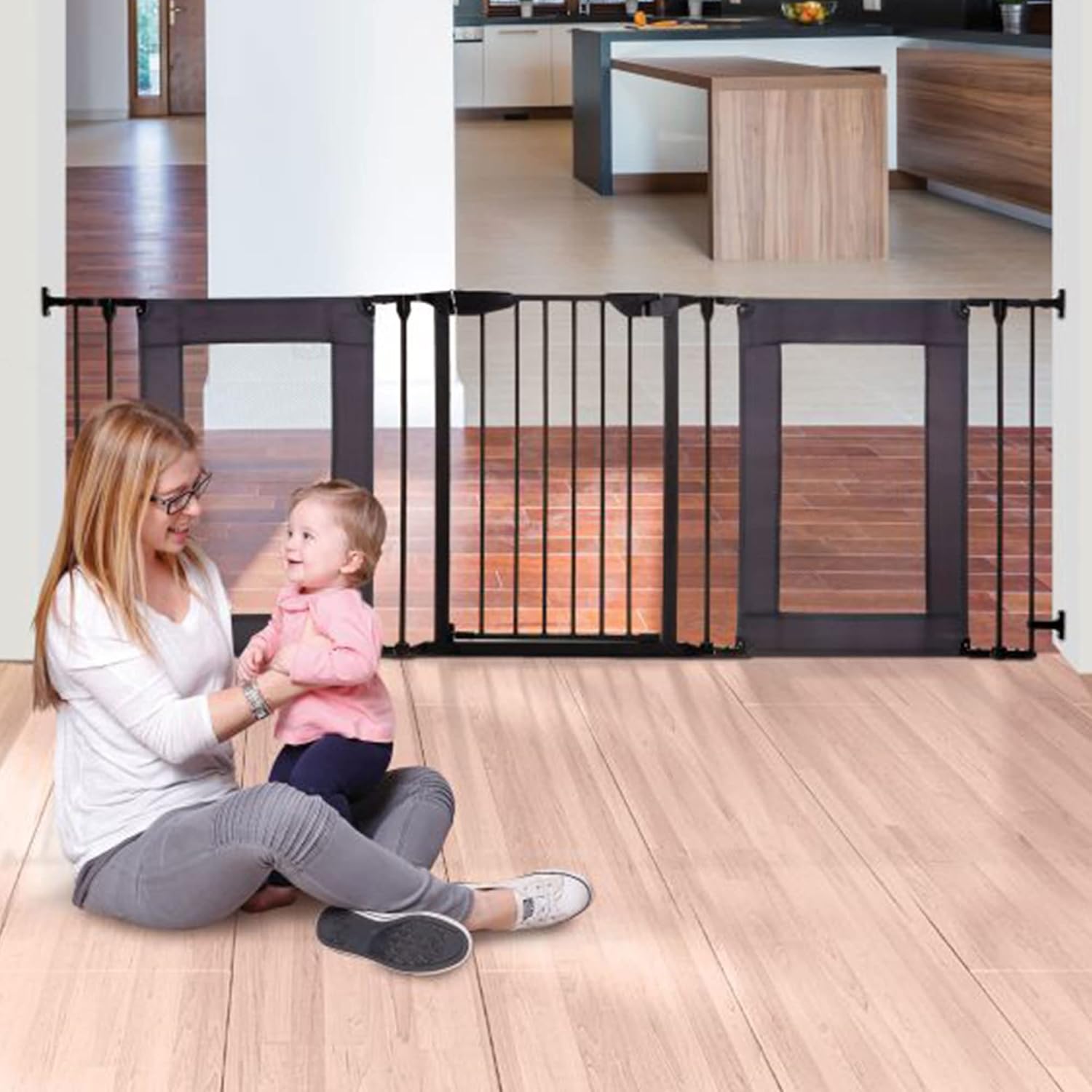 Dreambaby Denver Adapta Extra Wide Baby Safety Gate for Doorways, Hallways and Stairs - Fits Irregular Openings and Wide Areas - Mesh