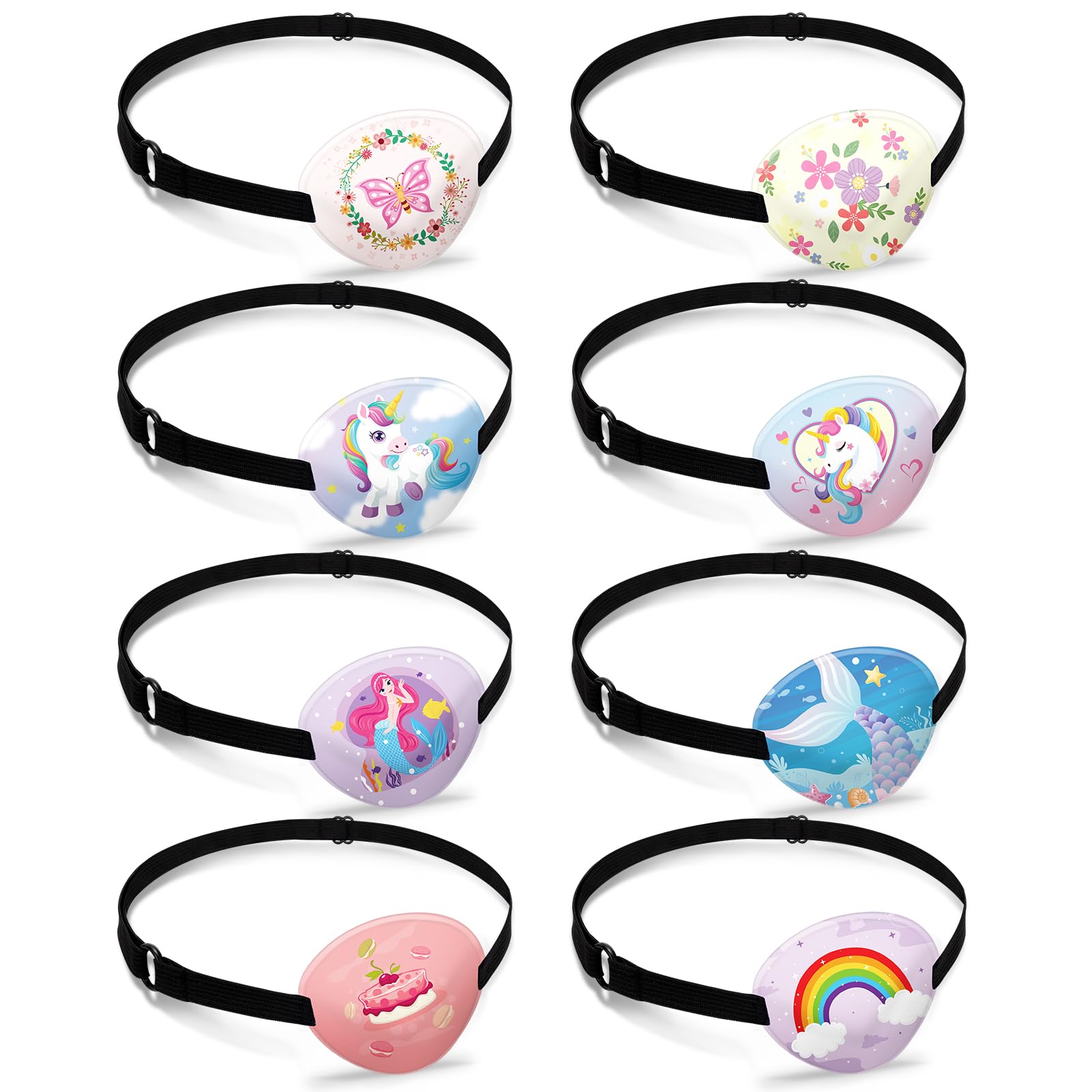 8 Pezzi Benda Occhio Pigro Bambini, Regolabile Eye Patch Coprente per occhio pigro ambliopia,Benda per occhio per Occhiali Che Curano Ambliopia Ragazzo