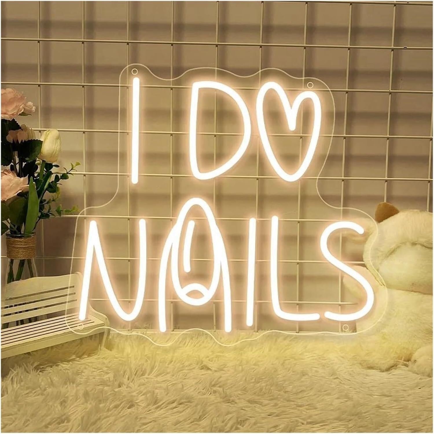 Zynther Neon lamp for LED for Neon Sign I Do Nails Nails Room for Lights Wall Hanging Decoration Business 35cm×40cm(G)