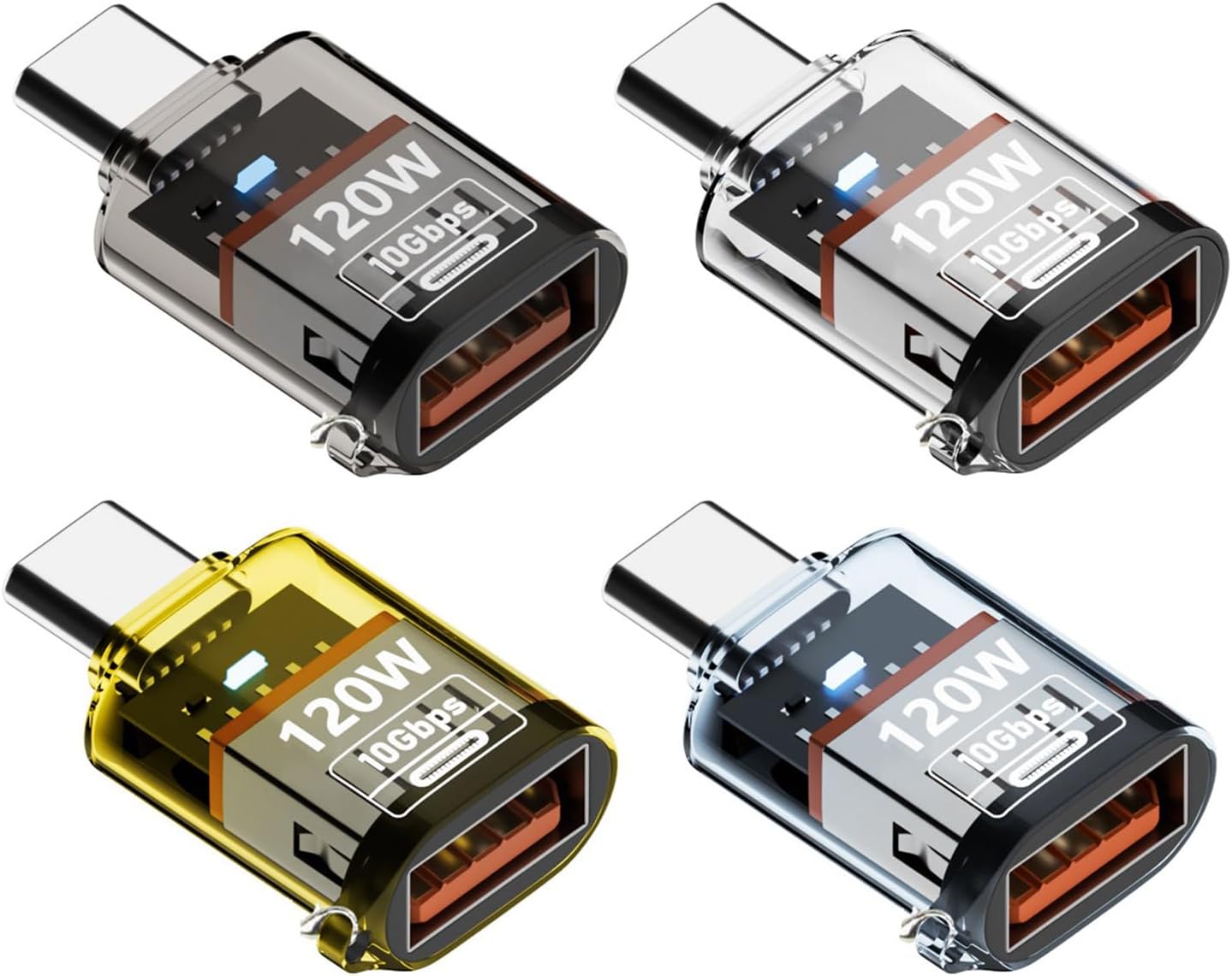 Clear Shell Adapter Type-C Male to USB A Female Converter for Laptop Charging and Data Transfer