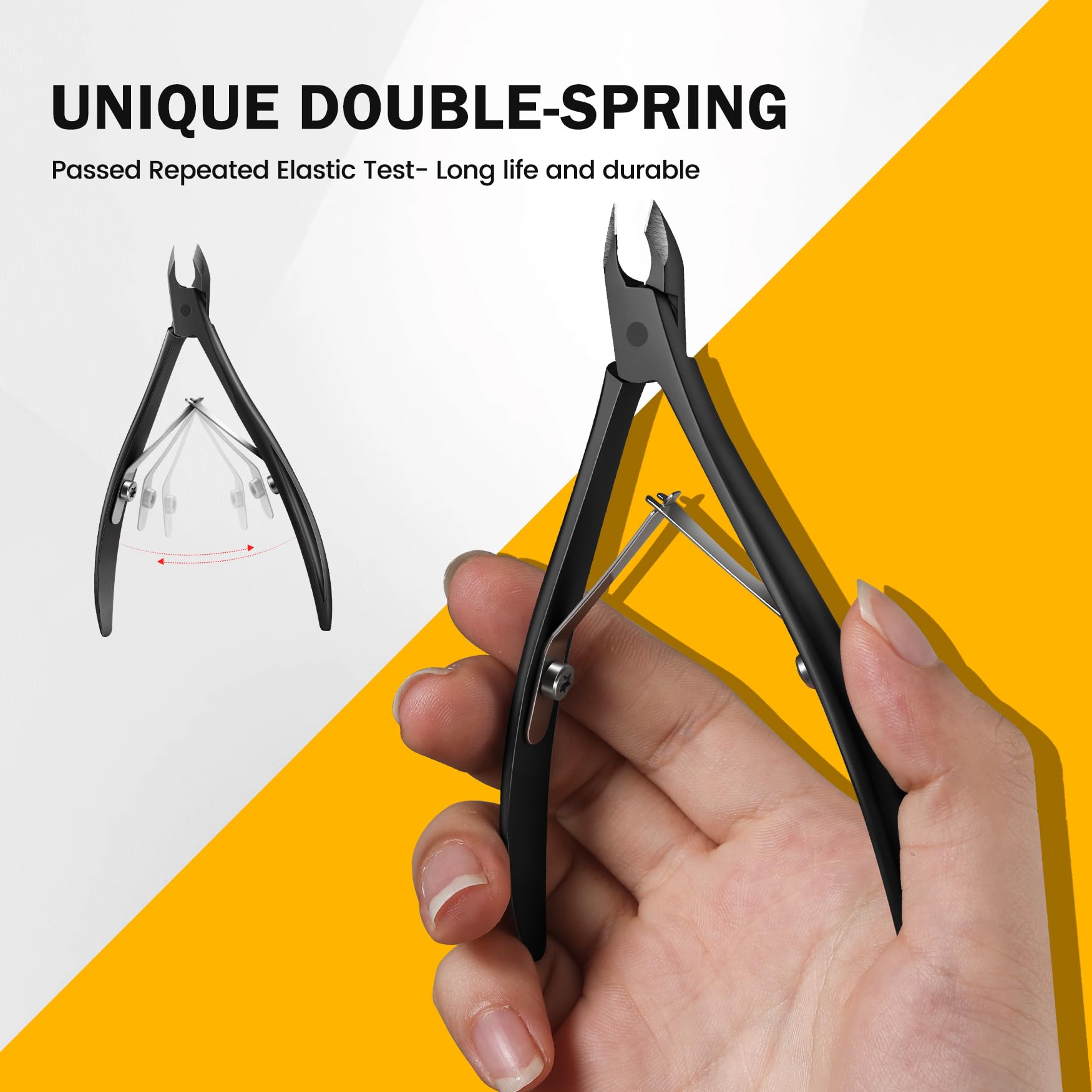 BEZOX Cortador de cutículas fino de 1/2 mordaza (4 mm) – Alicates profesionales de acero inoxidable para cutículas de manicura y pies, pinza para cutículas con mango antideslizante