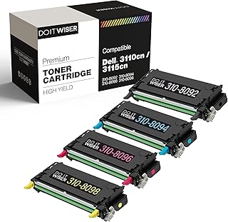 Do it Wiser Remanufactured Printer Toner Cartridge Replacement for Dell 3110cn 3115cn 3110 3115 | 310-8092 310-8094 310-8096 310-8098 High Yield (8,000 Pages) 4-Pack
