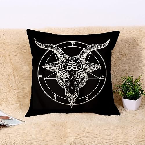 Miniatura 3 de KAKIGIJI Funda de almohada gótica de cabra de 18 x 18 pulgadas, diseño negro de doble cara, decoración del hogar para sofá, sala de estar, sofá,