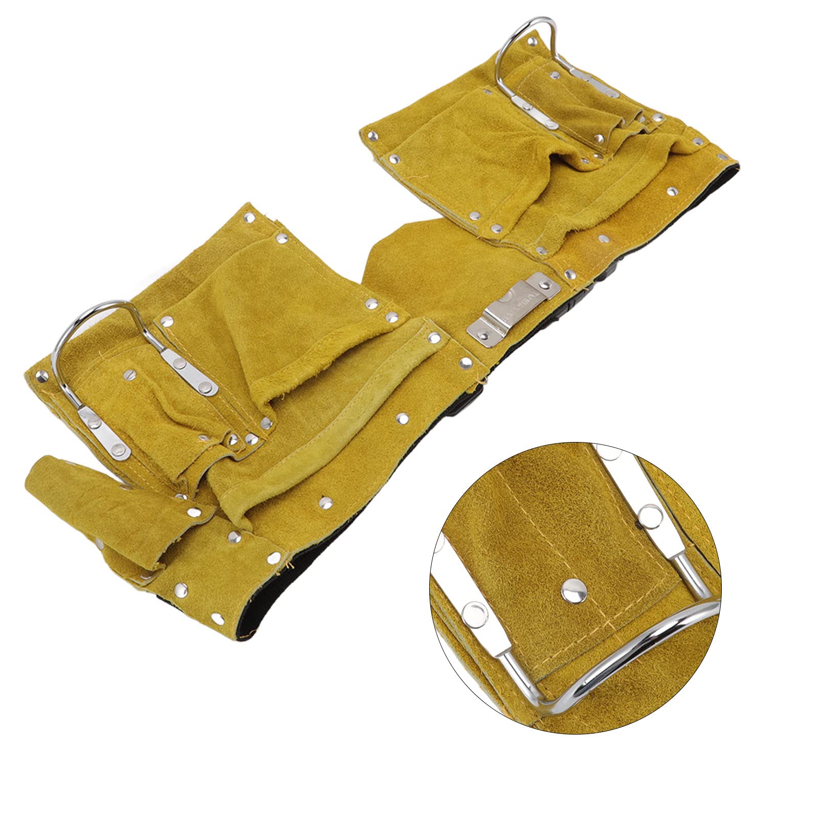 Tablier de ceinture à outils en cuir avec plusieurs poches, boucle à dégagement rapide, durable, portable, léger pour le travail du bois, le jardinage, cuir 49 x 20 cm