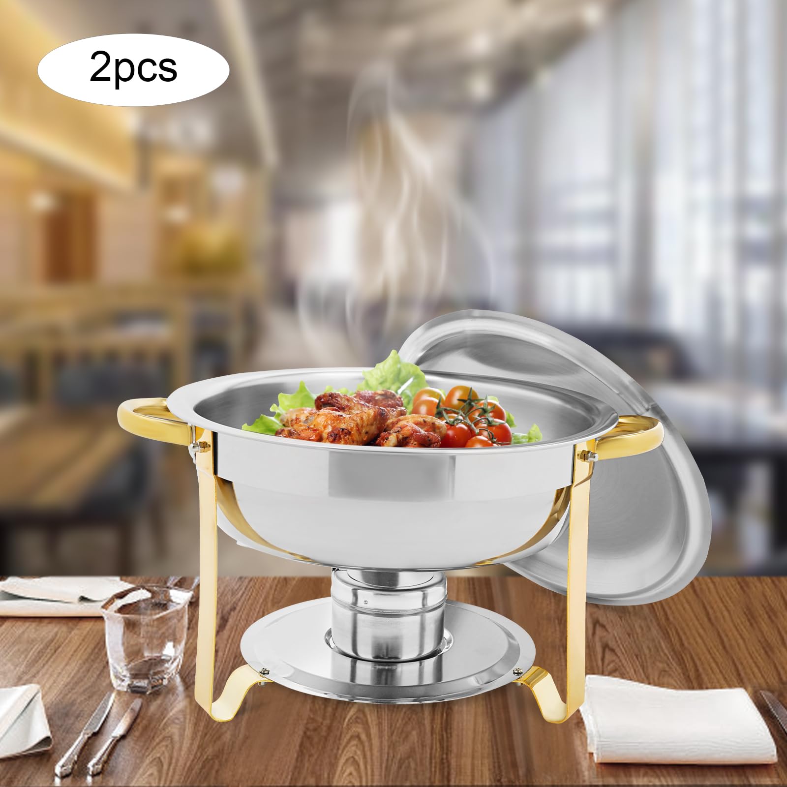 Set di 2 pezzi, in acciaio inox, per catering commerciale, banchetti