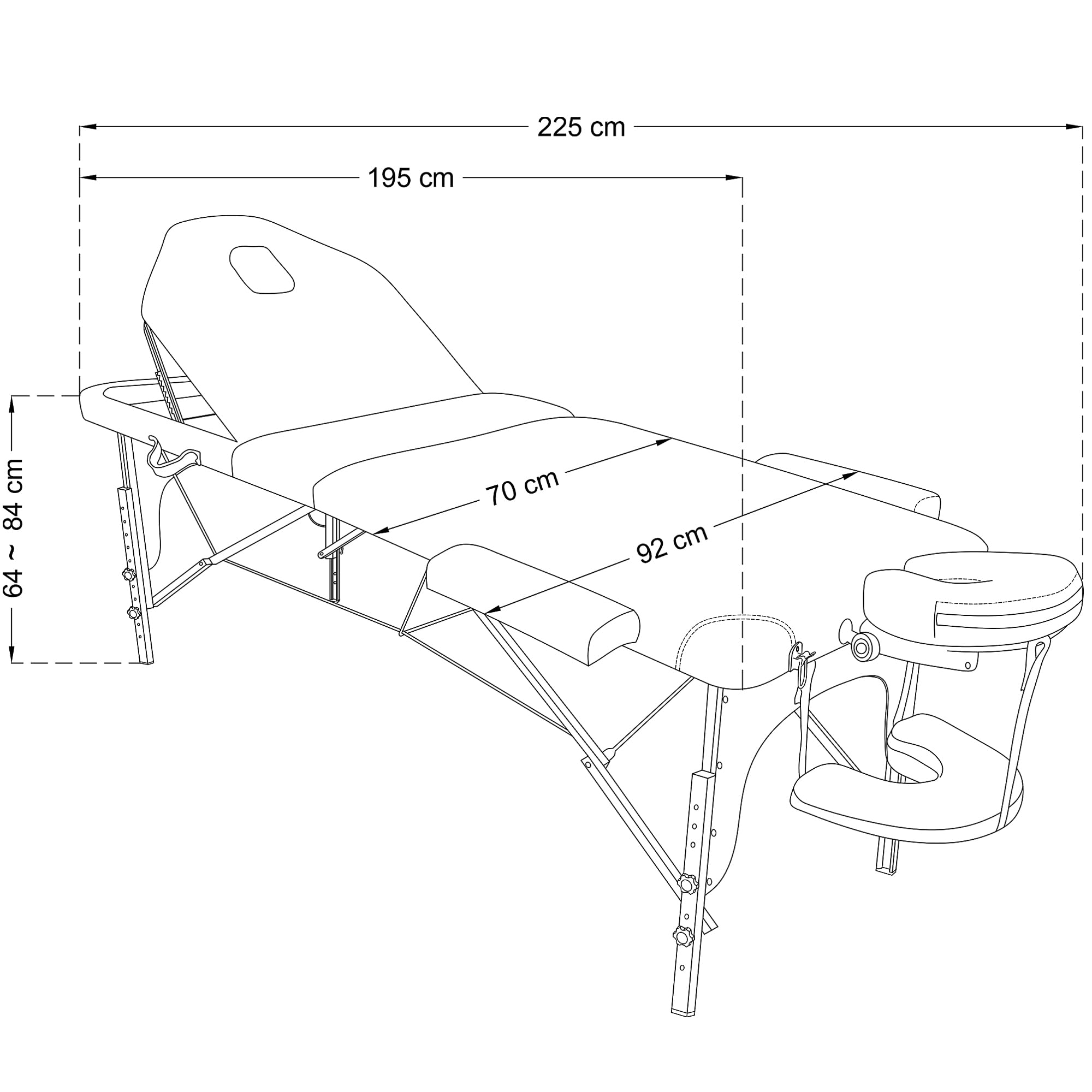 BELTOM® Camilla de Masaje 3 Zonas Nuevo Modelo portatil Mesa Cama Banco Plegable Reiki - Crema