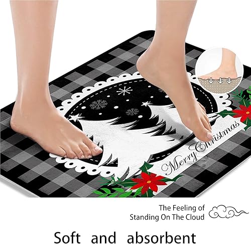 Miniatura 7 de ArtSocket Juego de baño de Navidad con cortina de ducha y accesorios de alfombras, cortina de ducha de copo de nieve verde para baño, decoración de