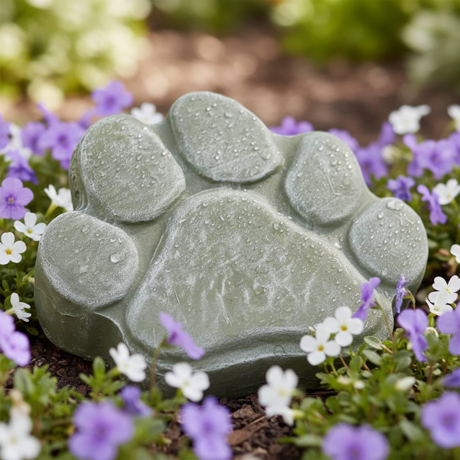 HERCHR Pietre Commemorative per Animali Domestici, Pietra Tombale per Animali Domestici con Impronta di Zampa, Pietra Commemorativa per Cani, Pietra Commemorativa con Impronta di Zampa di Cane(Verde)