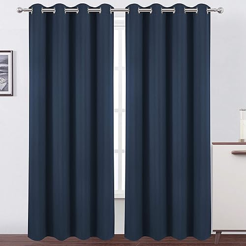 LEMOMO Cortinas opacas de 66 x 84 pulgadas, juego de 2 paneles de cortinas con aislamiento térmico para oscurecer la habitación, cortinas para