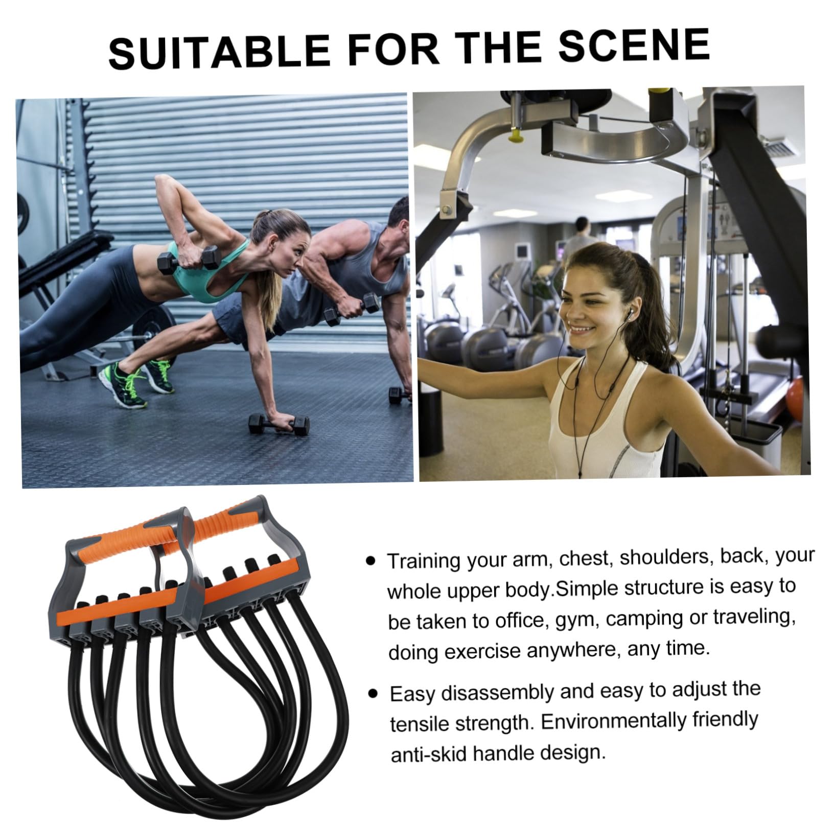 Bande Elastiche di Lattice per Allenamento Muscolare 5 Livelli di Resistenza Regolabile, per Spalle e Parte Superiore del Corpo, Perfette per Palestra e Campeggio