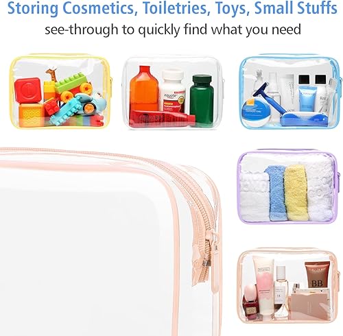 Miniatura 5 de PACKISM Bolsas de maquillaje transparentes, paquete de 2 bolsas de aseo aprobadas por la TSA, bolsa de tamaño de cuarto de galón, bolsa de